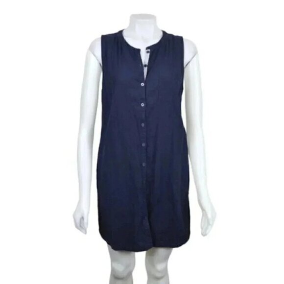 Lole Linen Blend Shirt Dress Sleeveless Mini Blue Size  Medium - Picture 1 of 9